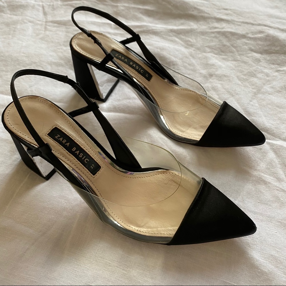 🖤 ZARA BASIC Slingback Vinyl mules 🖤